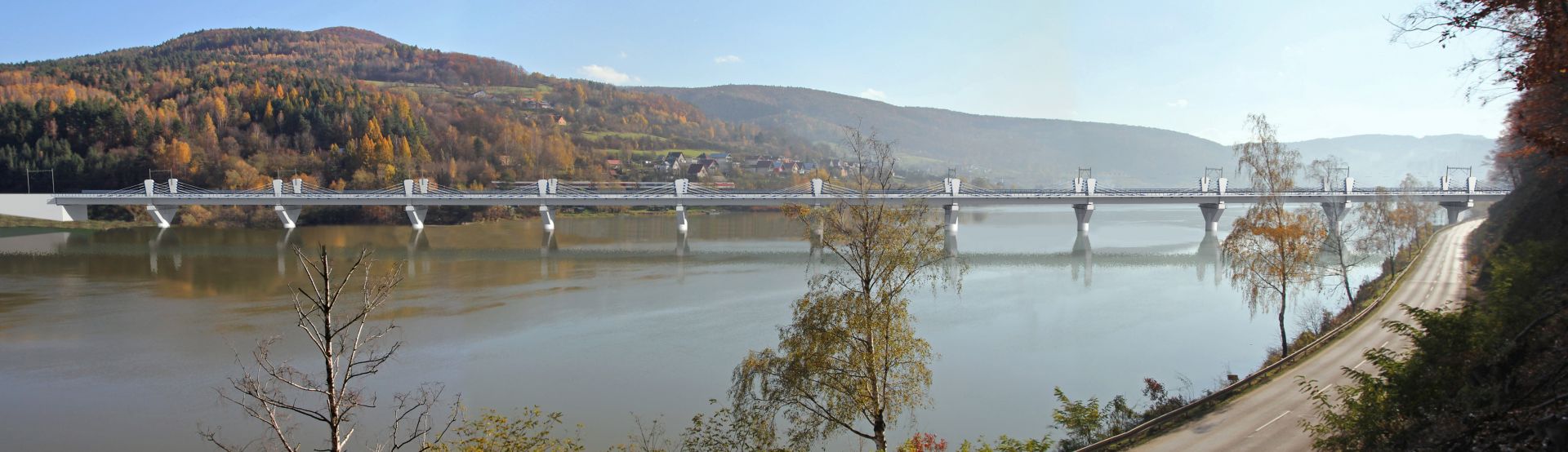 Extradosed bridge across the Nosicka dam alongside Puchov - structural design, Slovakia