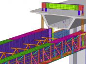 Structural model - axonometric view with hidden external web of main girder